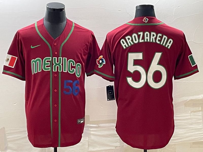 Men 2023 World Cub Mexico #56 Arozarena Red Nike MLB Jersey8->more jerseys->MLB Jersey